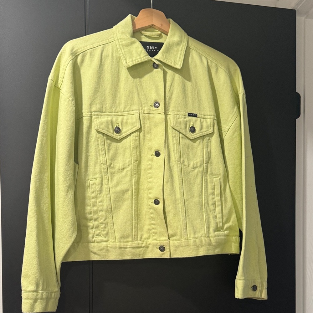 Women's lime green Denim Jacket (never worn)